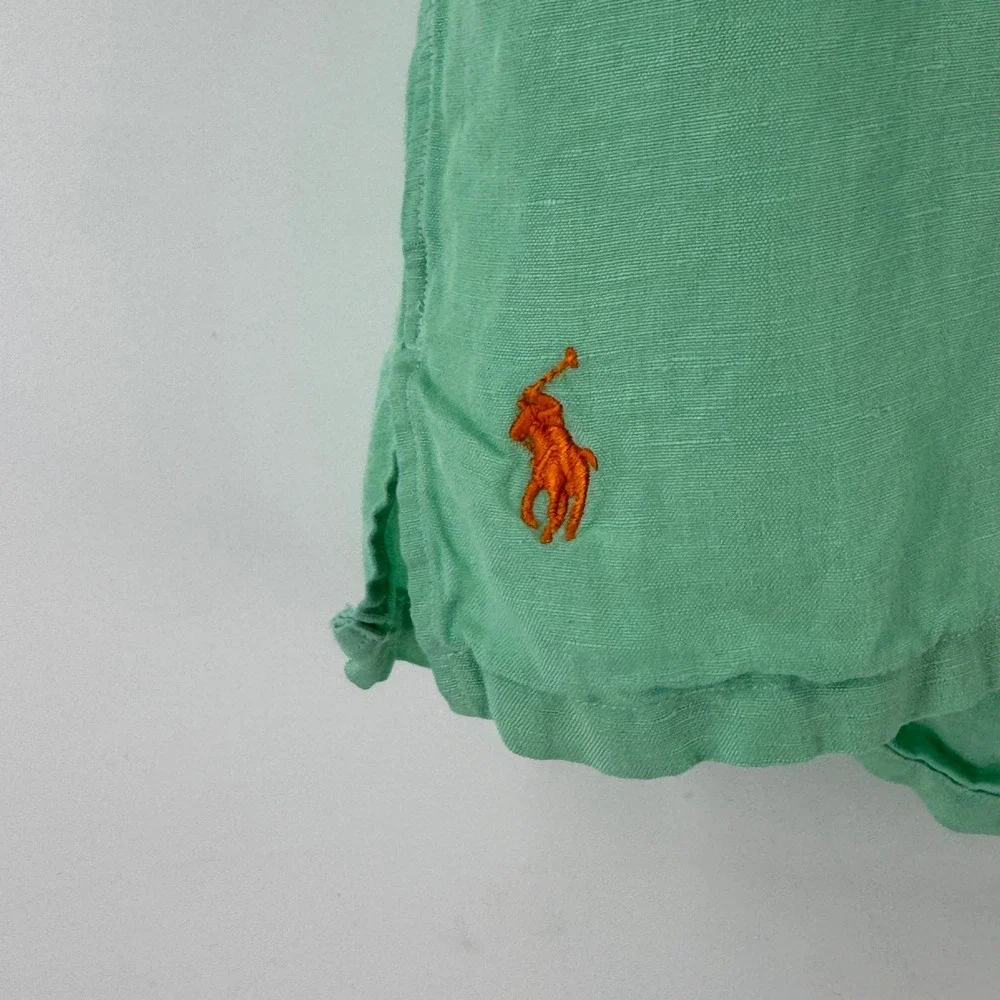 Polo Ralph Lauren Mens Large Seafoam Green Linen Short Sleeve Button Down Shirt